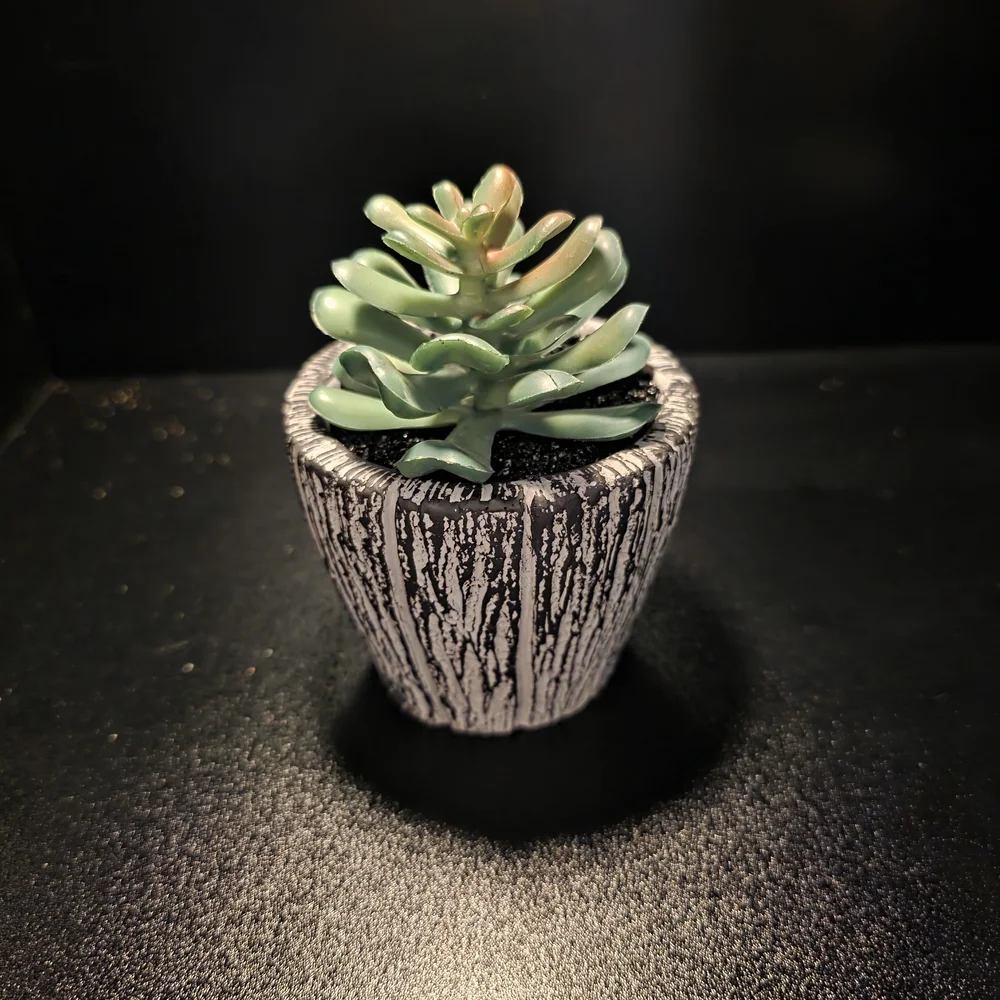 Artificial Green Succulent in Textured Gray Planter - Home Art